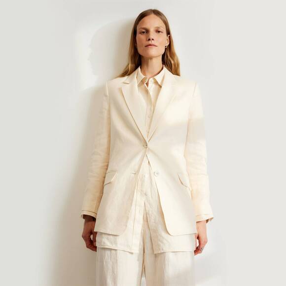 Everlane The Oversized Blazer in Linen White Base - Size 14 - Picture 1 of 7